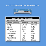 Flow Recovery Bar with nutritional information on a blue background