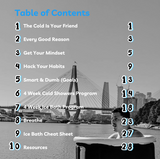 Table of contents for ice bath guide with 10 recovery topics.